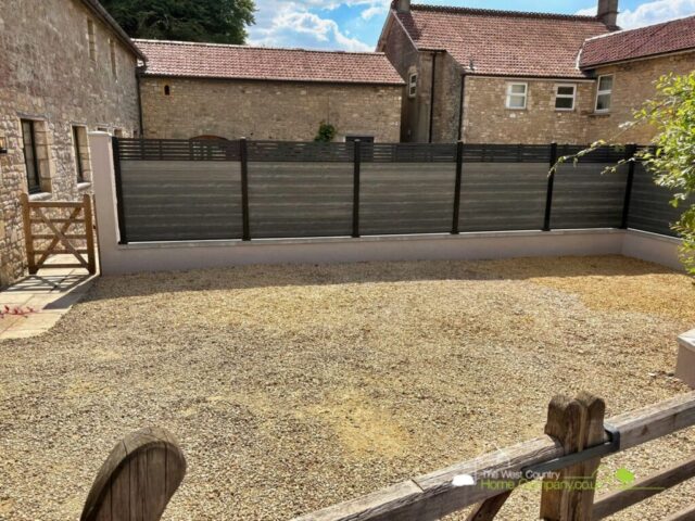 Garden boundary dwarf wall and fence